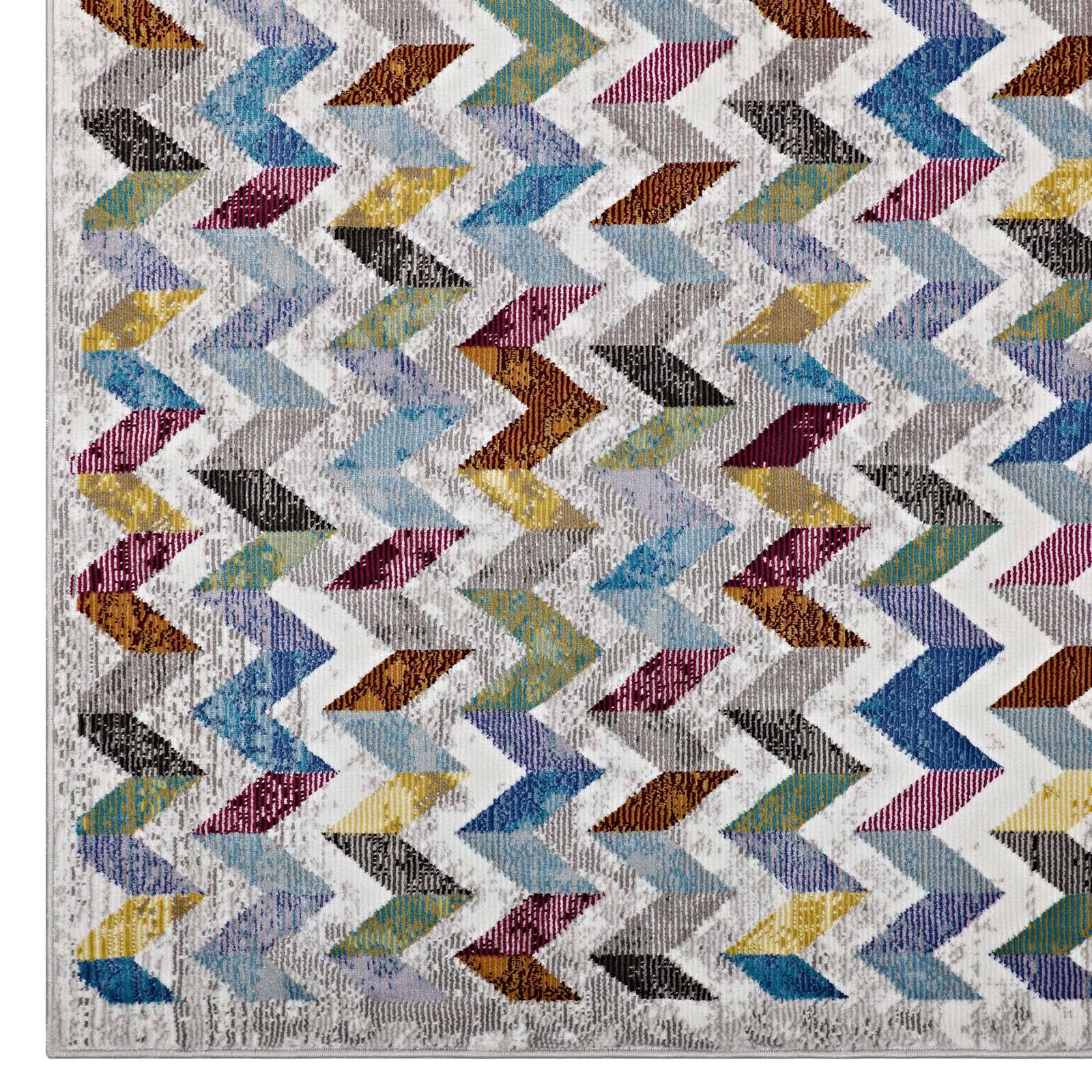 Alt View 1. Modway - Gemma Chevron Mosaic Area Rug - Multicolored.
