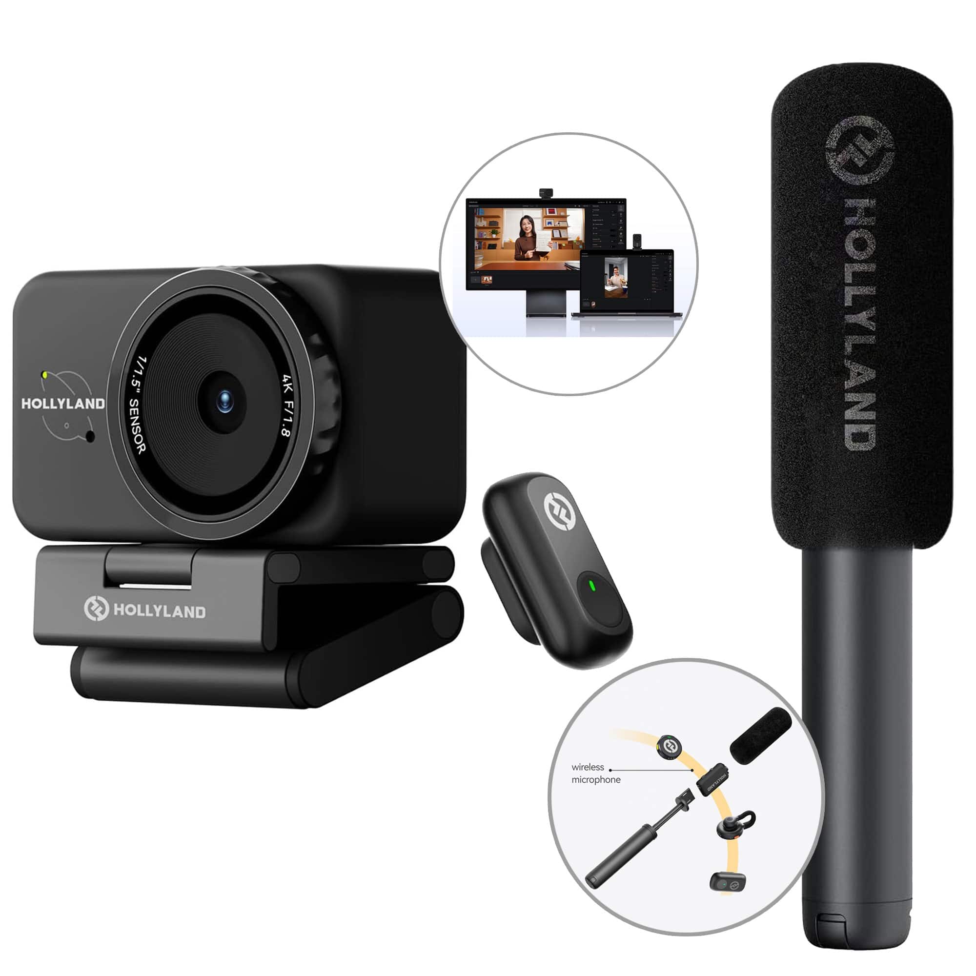 HOLLYLAND - Lyra UHD 4K Webcam Streaming Kit with LARK A1 Mic + Interview Adapter - Black