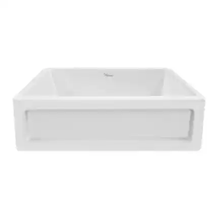 Front. Whitehaus - Shakerhaus 33" Reversible Kitchen Fireclay Sink - White.