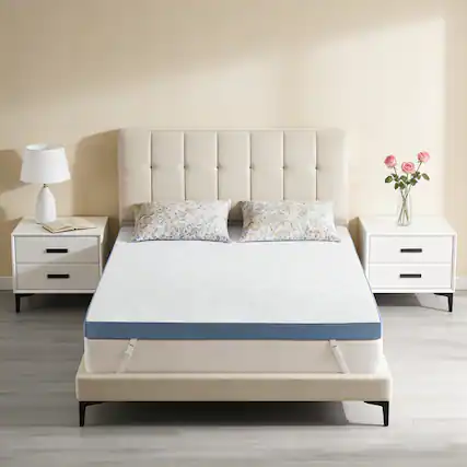 Front. Dyonery - 3" Firm Mattress Topper for Pressure Relief, High-Density Mattress Pad with Removable Cover, CertiPUR-US Certified - White.