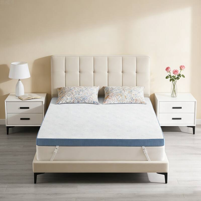 Front. Dyonery - 3" Firm Mattress Topper for Pressure Relief, High-Density Mattress Pad with Removable Cover, CertiPUR-US Certified - White.