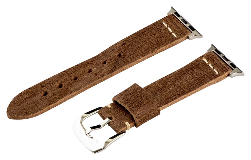 Angle. Clockwork Synergy - Replacement Band for Apple Watch™ 42mm - Distressed Light Brown.