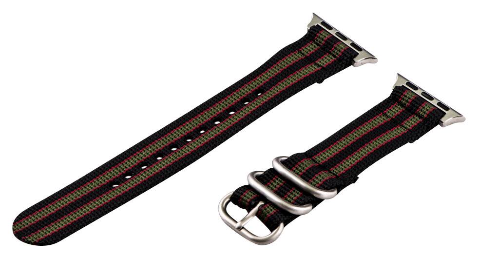 Angle. Clockwork Synergy - Replacement Band for Apple Watch 42mm - Black/Green/Red.