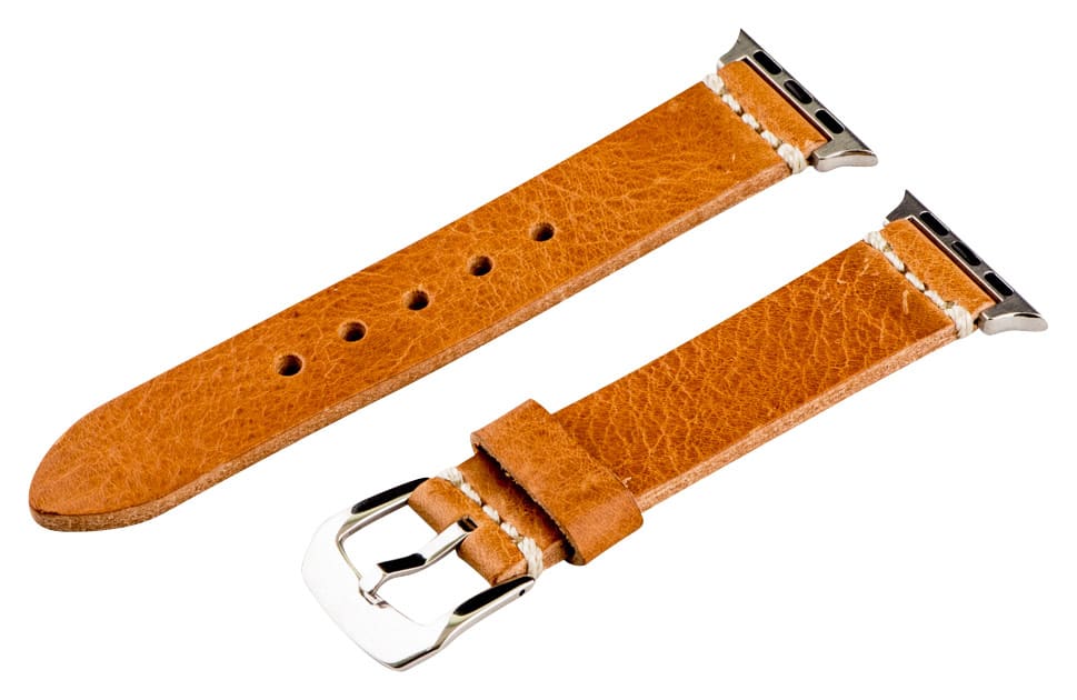 Angle. Clockwork Synergy - Replacement Band for Apple Watch™ 38mm - Worn Saddle.