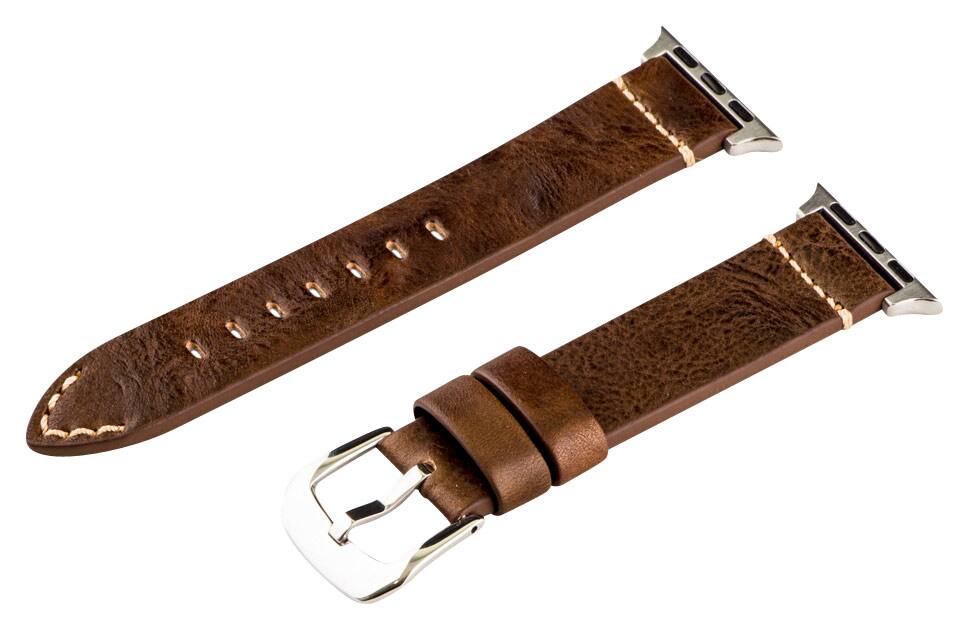 Angle. Clockwork Synergy - Replacement Band for Apple Watch™ 38mm - Vintage Brown.