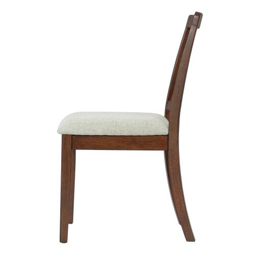 Alt View 4. LUCKY ONE - Assembled Scandinavian Dining Chair Set of 2 Curved Wood Back with Gray Fabric Seat - Brown.