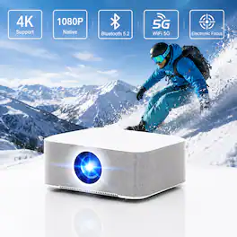 TOPVISION - Native 1080P Projector WiFi Bluetooth Electric Focus Auto Keystone Portable Home Theater