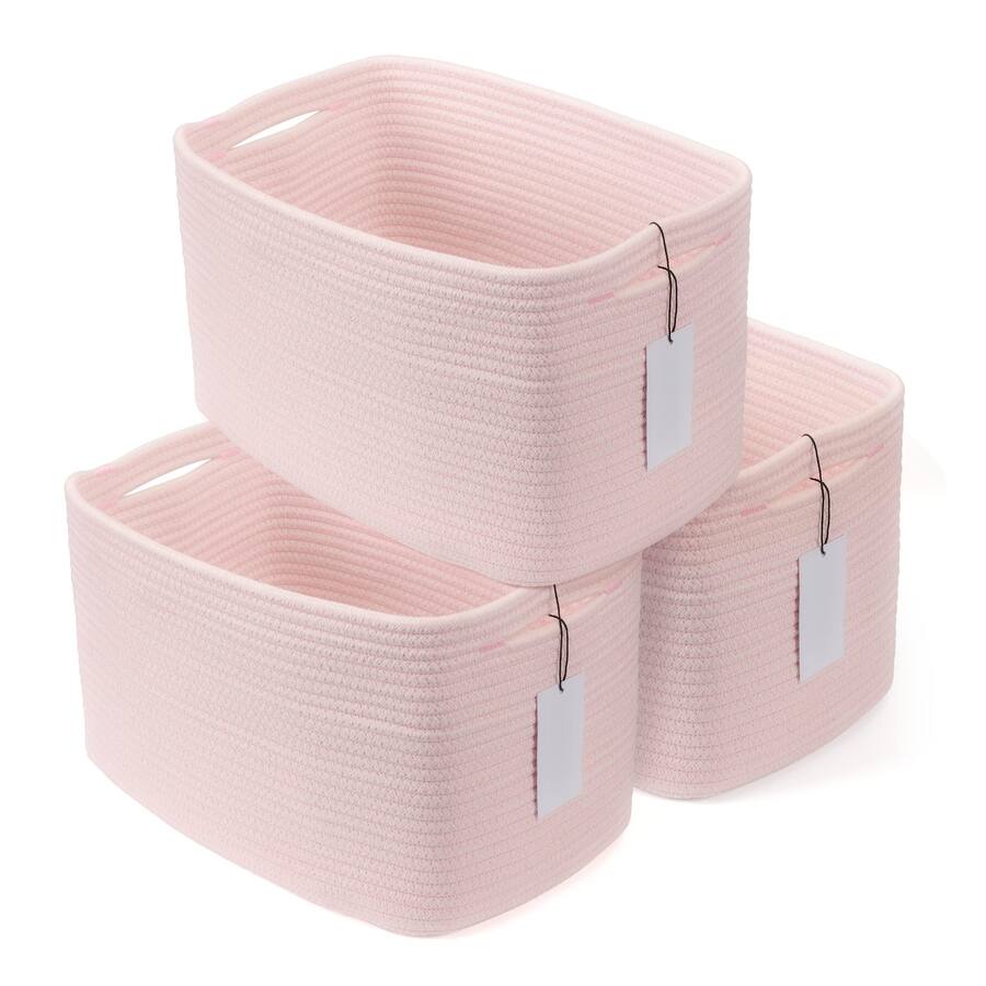 Dapper Styles Cotton Rope Storage Basket Bins Woven For Organizing ...