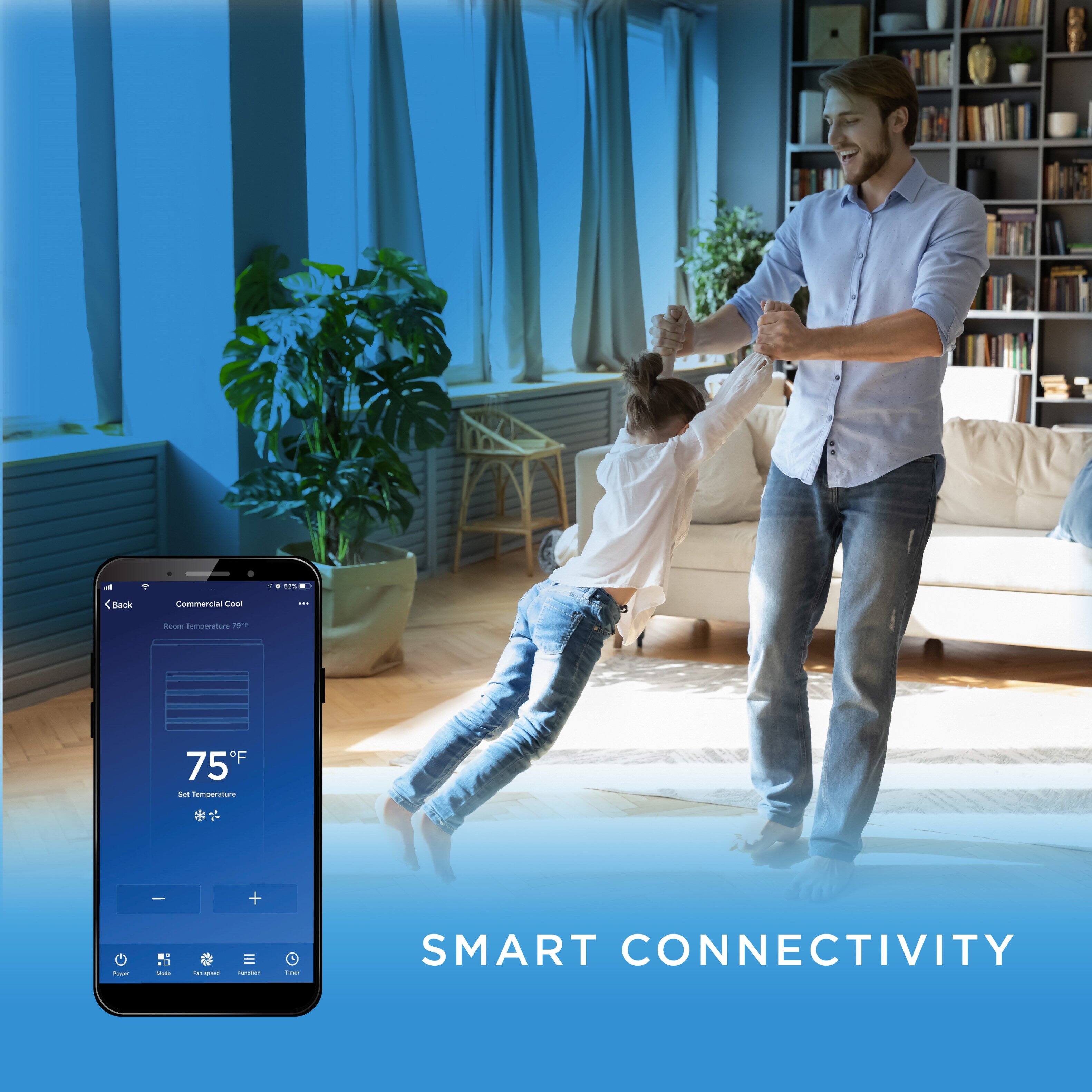 d.S CBack Commercial Ceai ... -s Temporature 19 F 75 Sot Campunaure  + : - i. : - I | 1 : SMART CONNECTIVITY