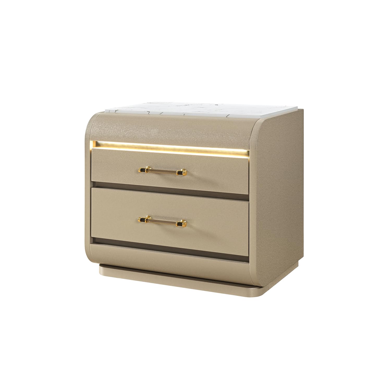 Angle. Global Furniture USA - Genesis Gold Nightstand With Led - Gold.