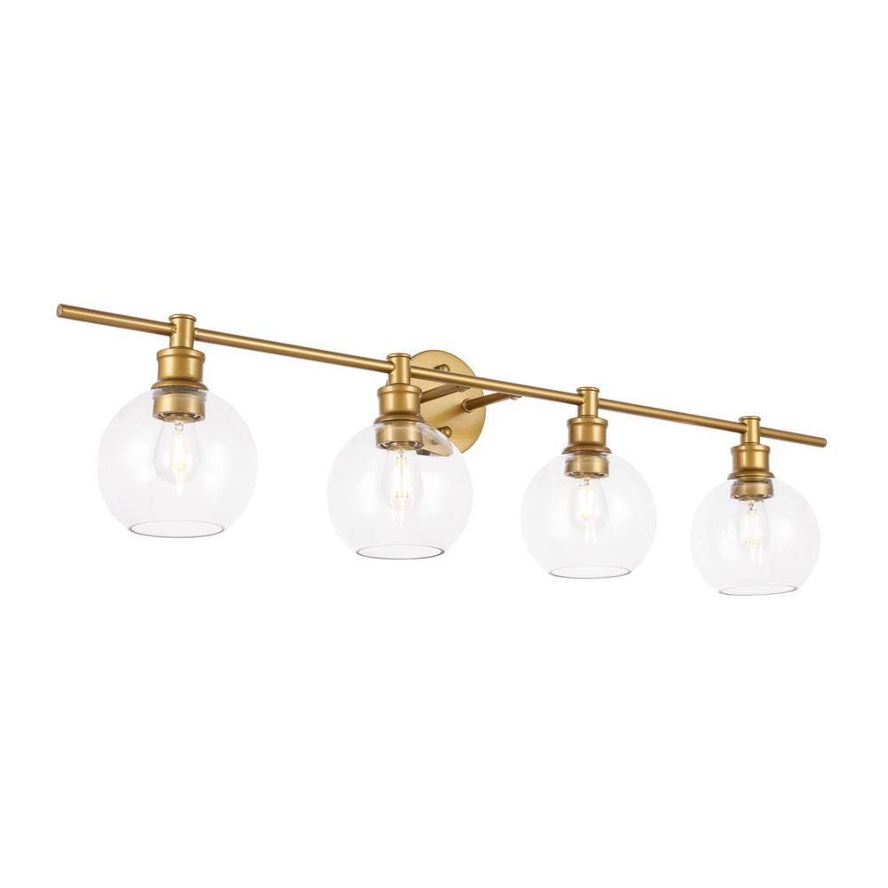 Angle. Living District - Collier 4 light Brass and Clear glass Wall sconce - Brass And Clear Glass.