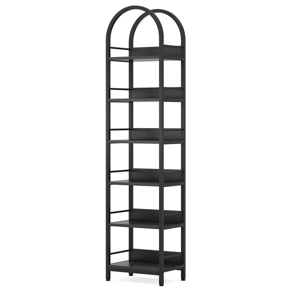 Angle. Kadyn - Kadyn Bookshelf, Storage Shelf, Bookcase,6-Tier Bookshelf, 78.7" Narrow Bookcase Arched Display Shelf,Black - Black.