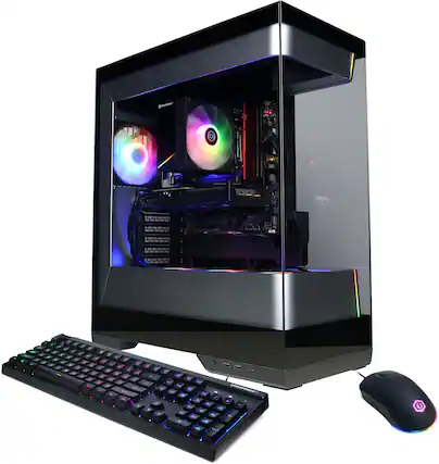 Front. CyberPowerPC - Gaming Desktop - AMD Ryzen 5 9500F - NVIDIA GeForce RTX 5060 Ti 8GB - 16GB DDR5 - 1TB PCIe 4.0 SSD Storage - Black.