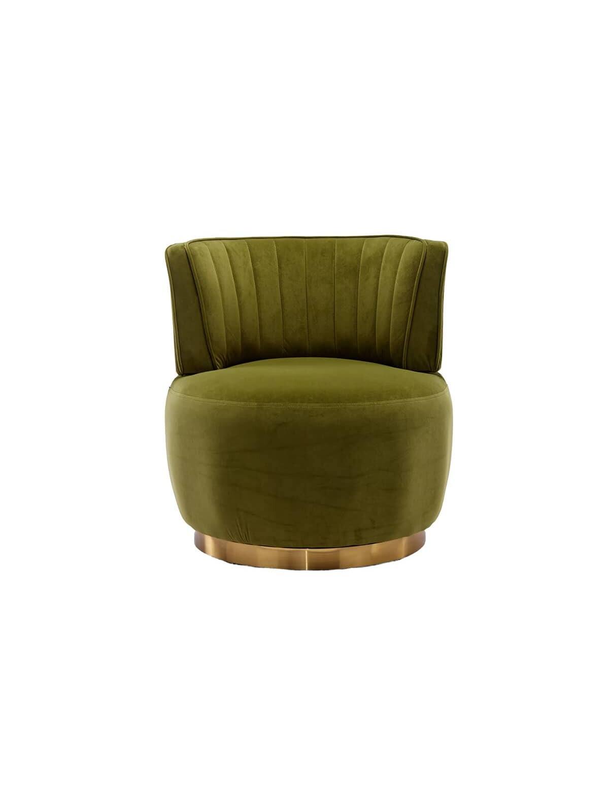 Alt View 2. Trinkets Crazed - Velvet Swivel Accent Barrel Chair, Mid Century Modern Arm Chair 360° Swivel Club Chairs - Olive.