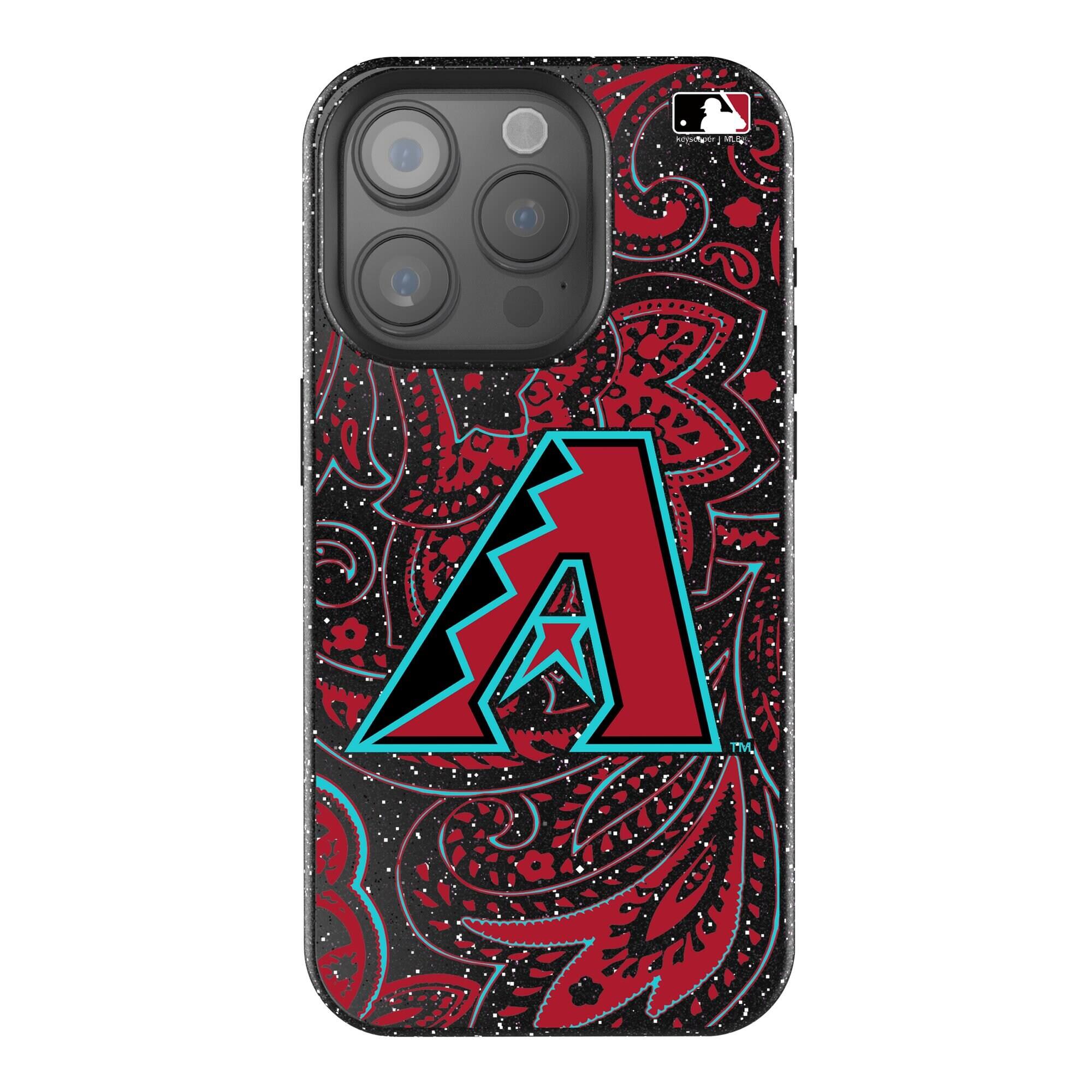 Front. Keyscaper - Arizona Diamondbacks Paisley Bling iPhone Case - 15 Plus - Black.