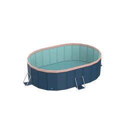 Anysun - 1.8m PVC Folding Pool with Aluminum Alloy Bracket, Not Inflatable, Outdoor Summer Cooling Bath Pool - Blue Gray