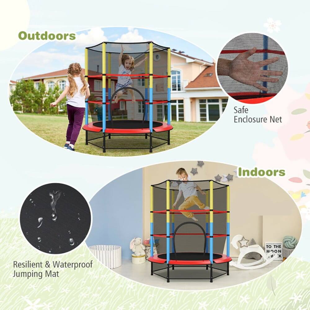 Outdoors  
Safe Enclosure Net  
Resilient & Waterproof Jumping Mat  

Indoors  
TO THE MOON B - K
