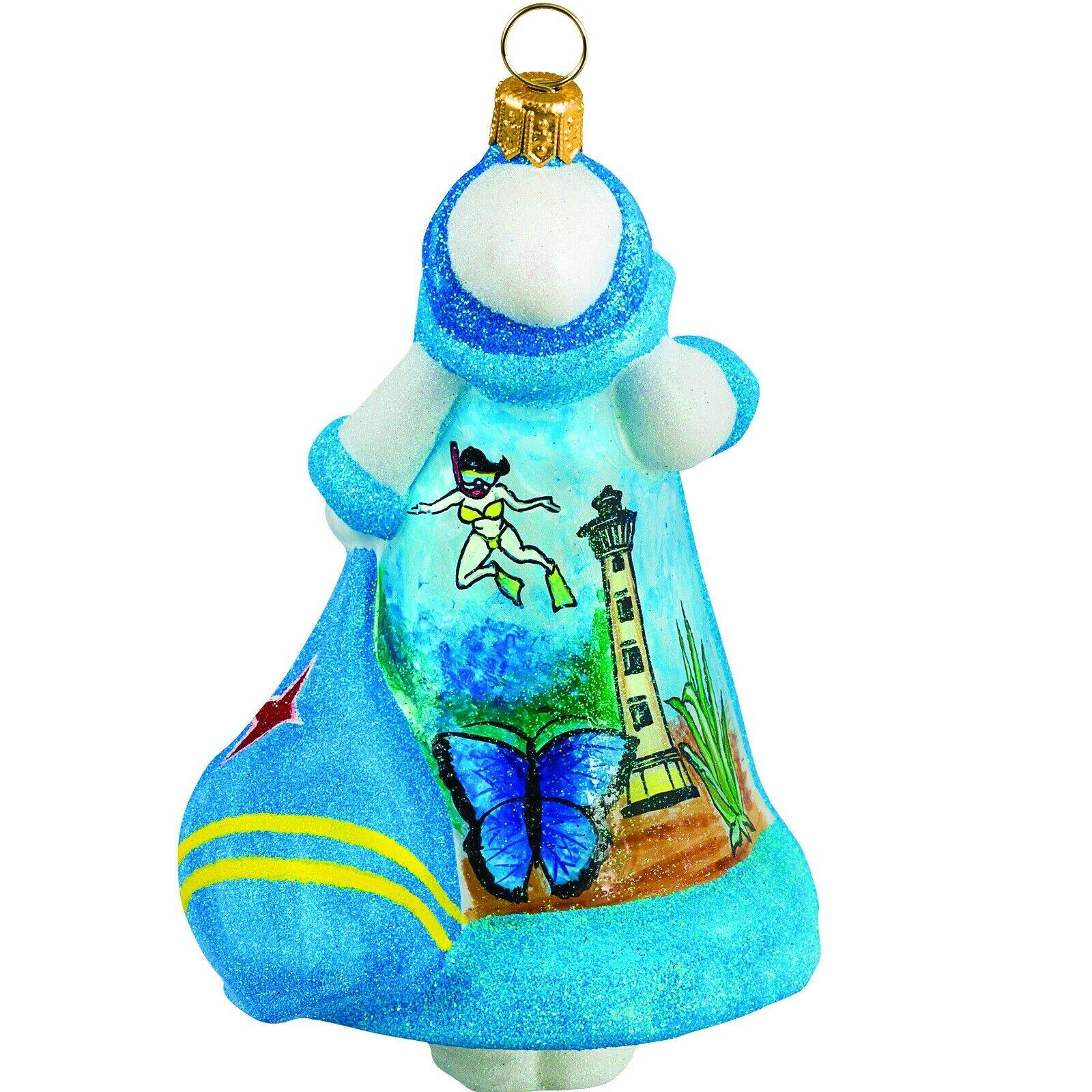 Angle. Joy to the World Collectibles - Joy to the World Glitterazzi Aruba Santa Polish Glass Christmas Ornament - Multicolor.