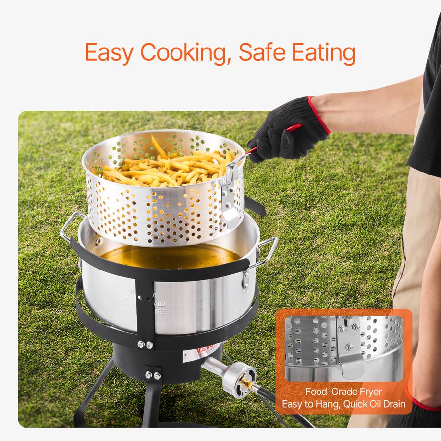 Fish Frier R VEVOR 10 Qt Fish and Wing Fryer, Aluminum Propane Fish Fryer Kit ...