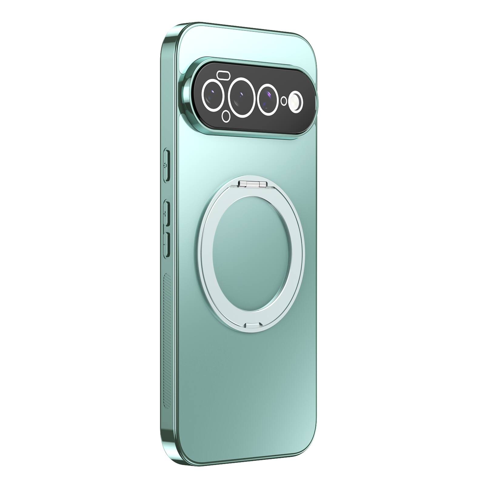 Angle. UUCOVER - Magnetic Case for Google Pixel 11 Pro 360° Rotating Ring Kickstand Full Camera Protection Shockproof Anti-Slip Cover - Cyan.