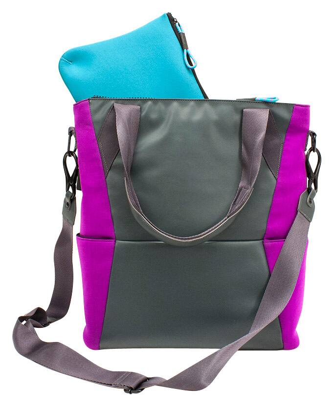 M-Edge Accessories - Laptop Tote - Gray/Purple - Larger Front
