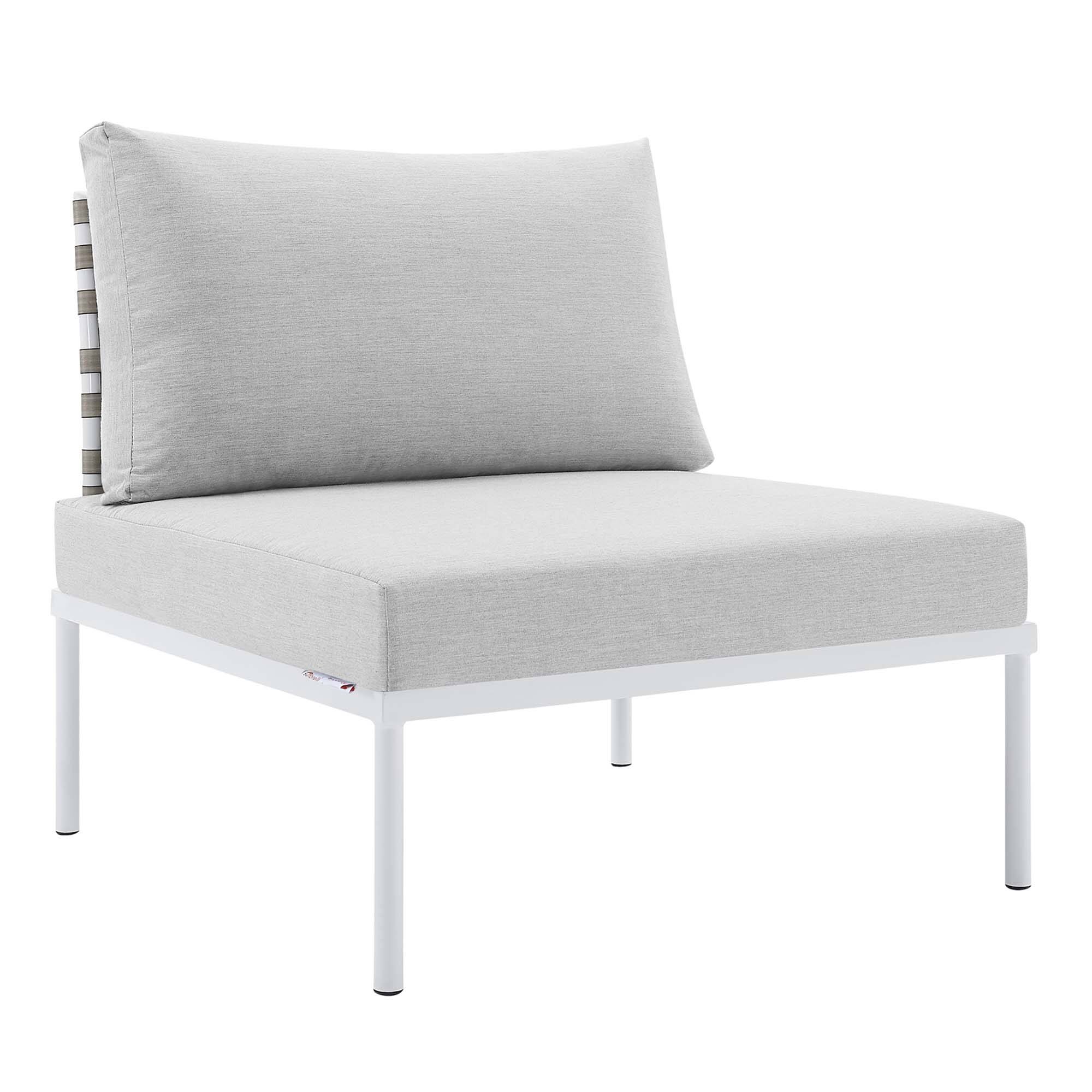 Angle. Modway - Harmony Sunbrella® Basket Weave Outdoor Patio Aluminum Armless Chair by Modway - Tan Gray.