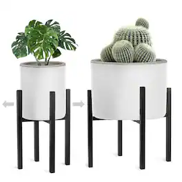 Sorbus - Adjustable Metal Plant Stand, Mid Century Style Flower Pot Holder, 10 to 16 Inches Planter Stand - Black One Pack