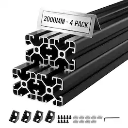 VEVOR - 4PCS 4040 Aluminum Extrusion Profile, 78.74 Inch 2000 mm, T Slot European Standard Anodized Linear Rail, High-Strength - Black