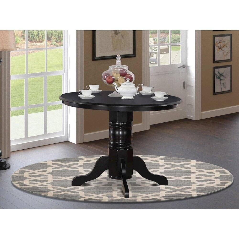 Angle. East West Furniture - Shelton Round Kitchen Table 42" Diameter In Black Finish - Black.