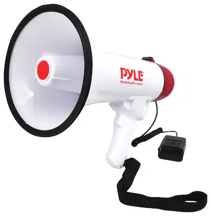 Front. PYLE - Bluetooth Megaphone Bullhorn - White/Red.