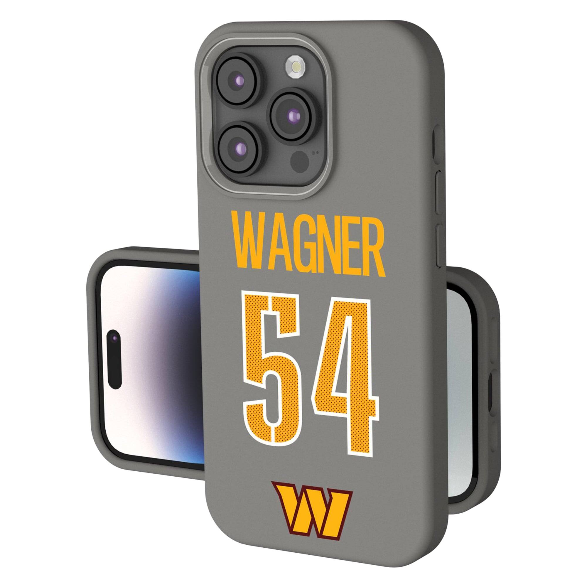 Front. Keyscaper - Bobby Wagner Gray Washington Commanders Ready Soft Touch iPhone Case - 14 Pro Max - Gray.