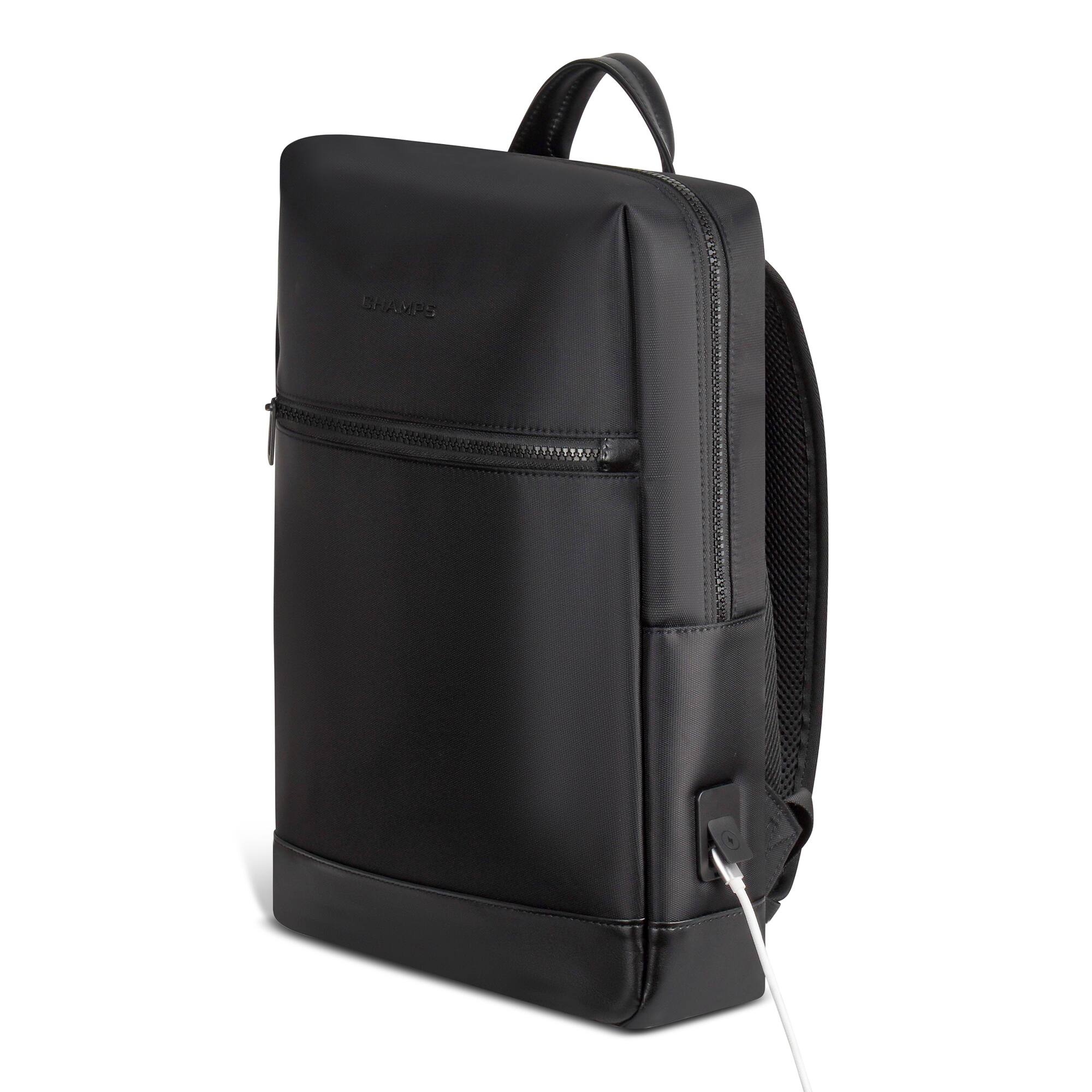 Left. Champs - Onyx Collection - Modern Laptop Backpack - Black.