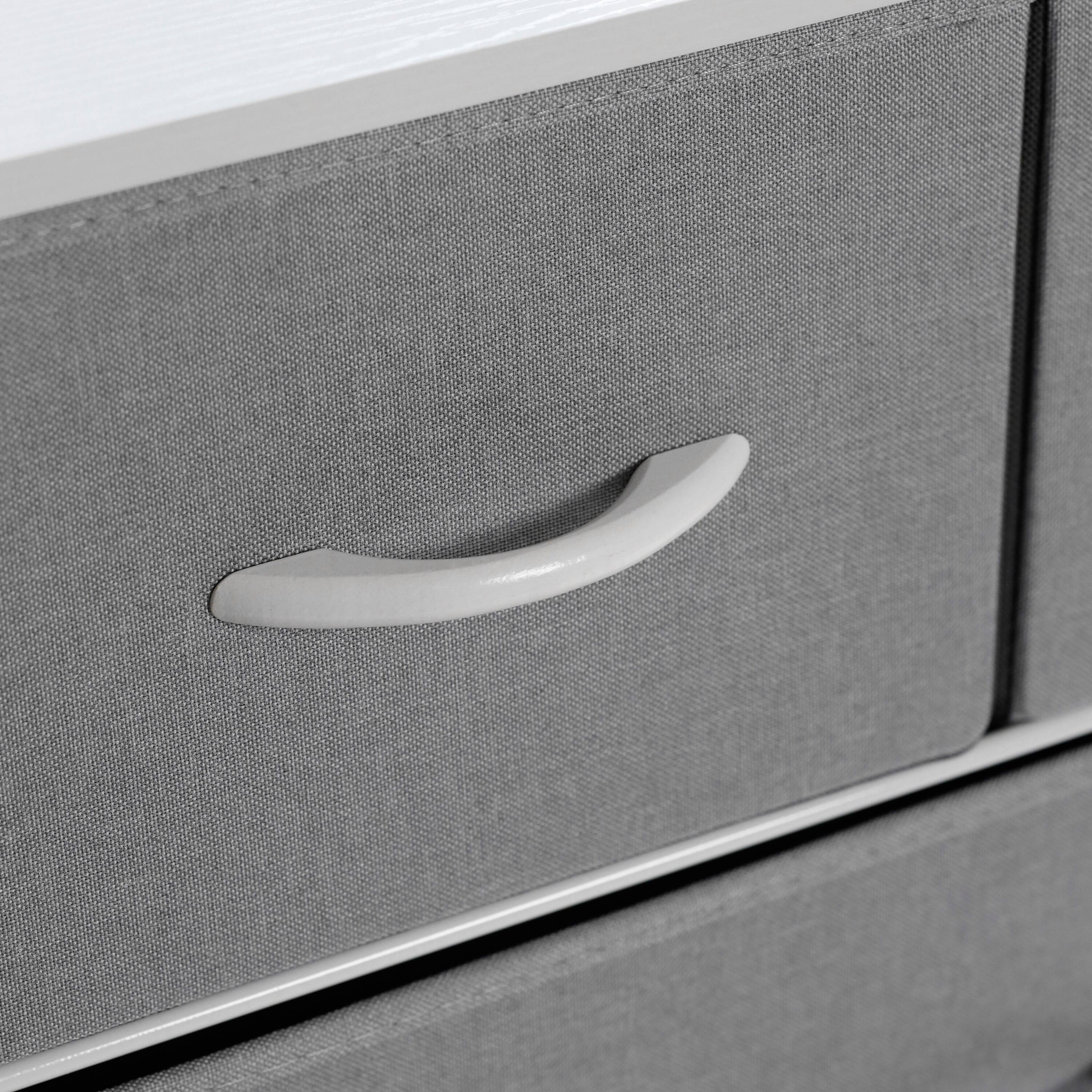 Alt View 10. Emma + Oliver - Charging Nightstand with 4 Fabric Drawers, 2 USB Ports, 1 Outlet - Gray Drawers/White Frame.