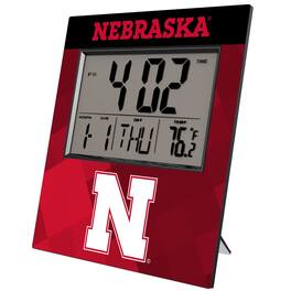 Keyscaper - Nebraska Huskers Color Block Digital Desk Clock - Multicolor
