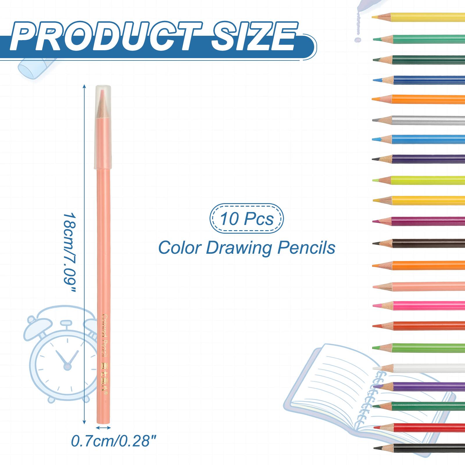 PRODUCT SIZE 10 Pcs 18cm/7.09" Color Drawing Pencils - 0.7cm/0.28"