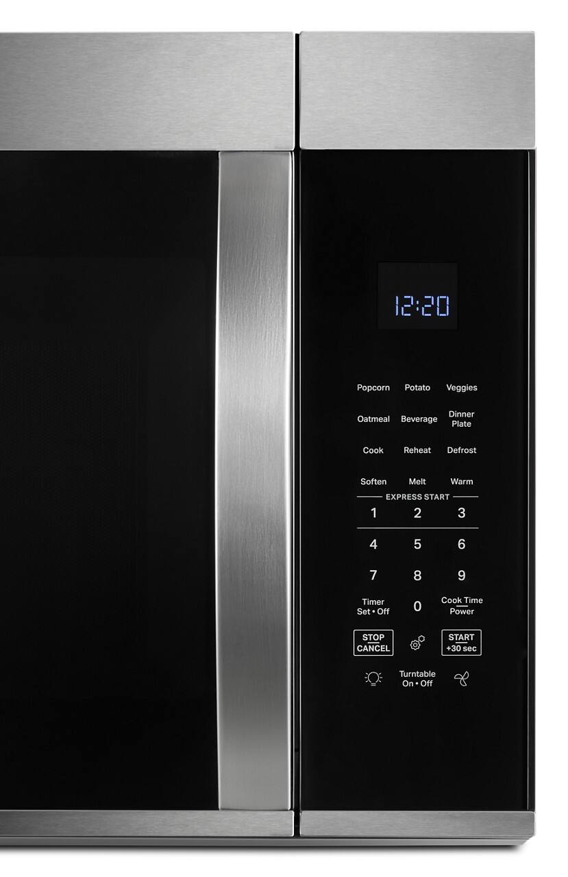 12:20  
Popcorn Potato Veggies  
Oatmeal Beverage Dinner Plate  
Cook Reheat Defrost Soften Melt Warm  
EXPRESS START  
1 2 3 4 5 6 7 8 9  
Timer Set Off 0  
Cook Time Power  
STOP CANCEL  
START +30 sec  
Turntable On Off