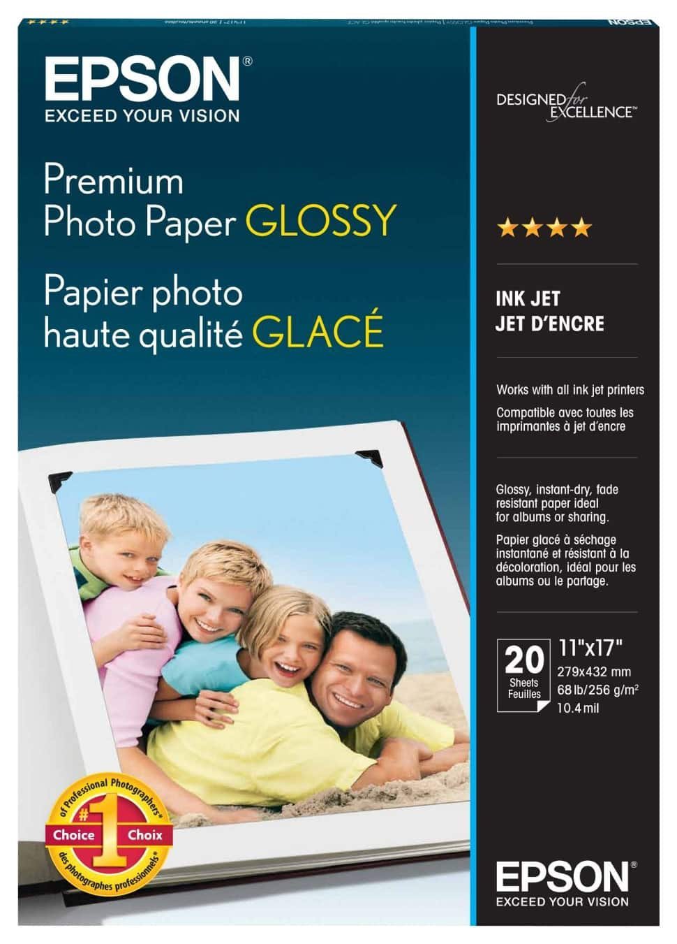 Best Buy: Epson Glossy Photo 11" X 17" 20-Count Paper Bright White S041290