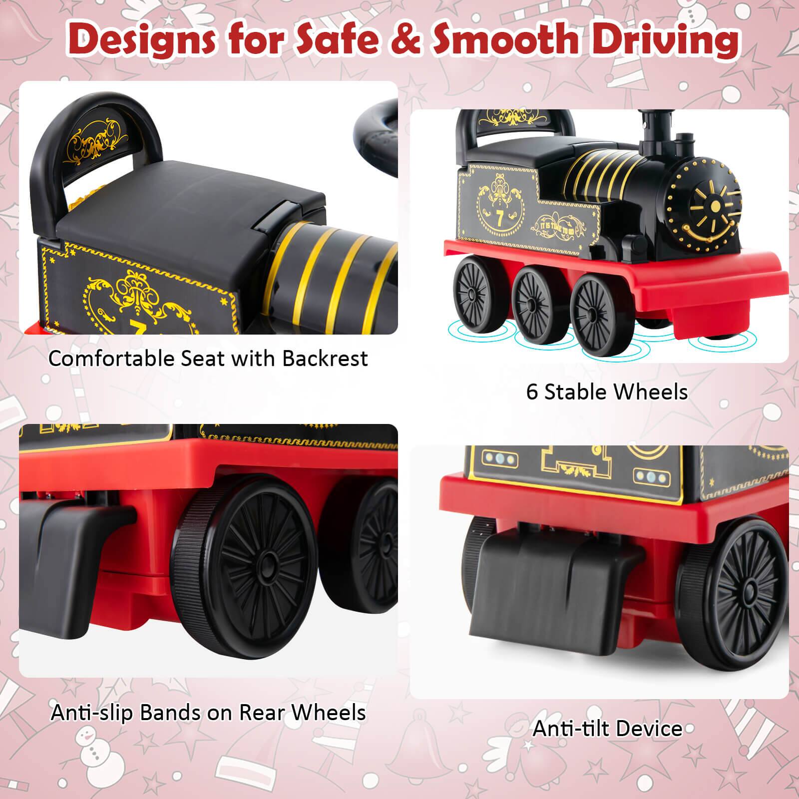 Designs for Safe & Smooth Driving

Comfortable Seat with Backrest
6 Stable Wheels
Anti-slip Bands on Rear Wheels
Anti-tilt Device