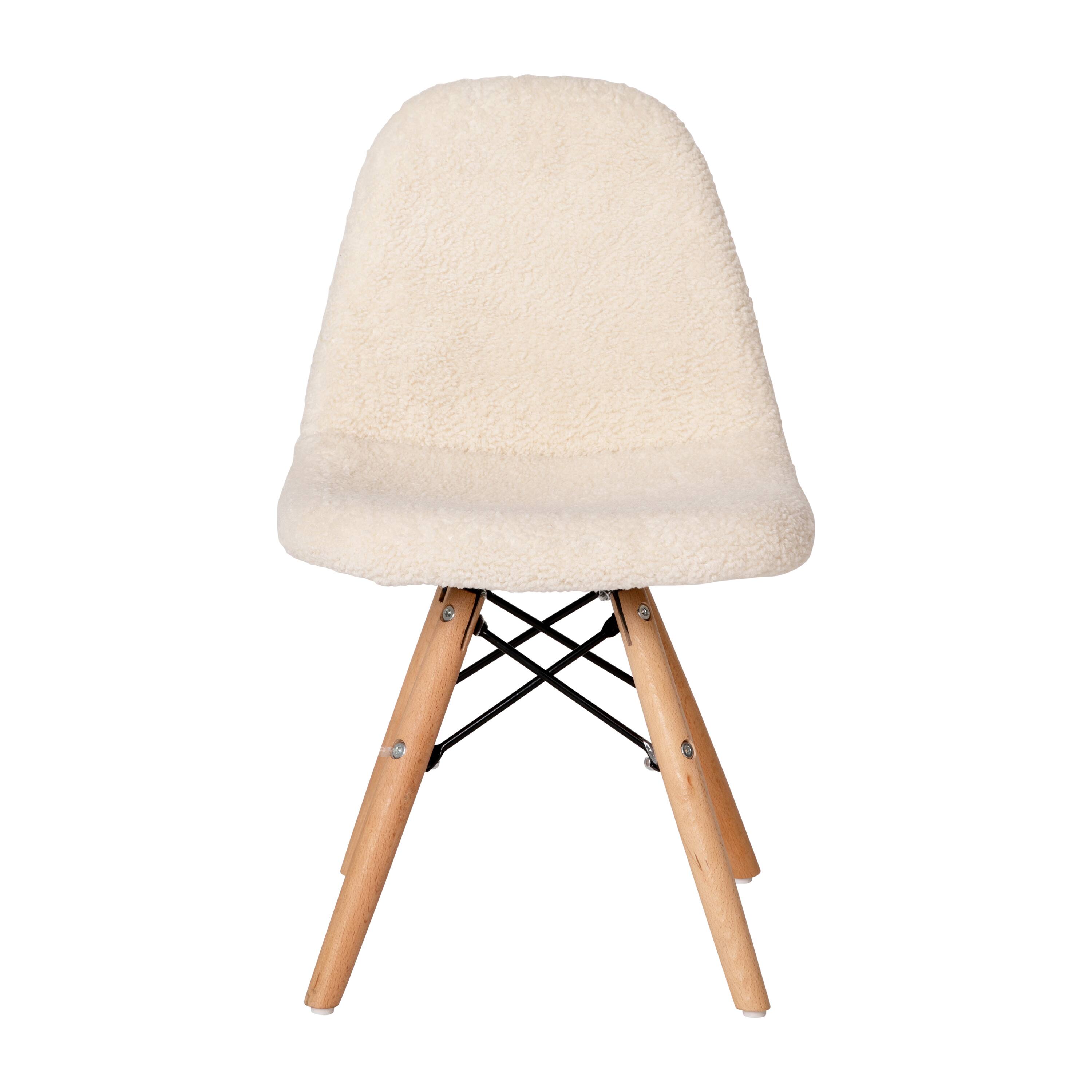 Alt View 8. Emma + Oliver - Set of 2 Children's Dorset Faux Shearling Accent Chairs with Beechwood Legs for Bedroom, Play Room and More - Off-White.