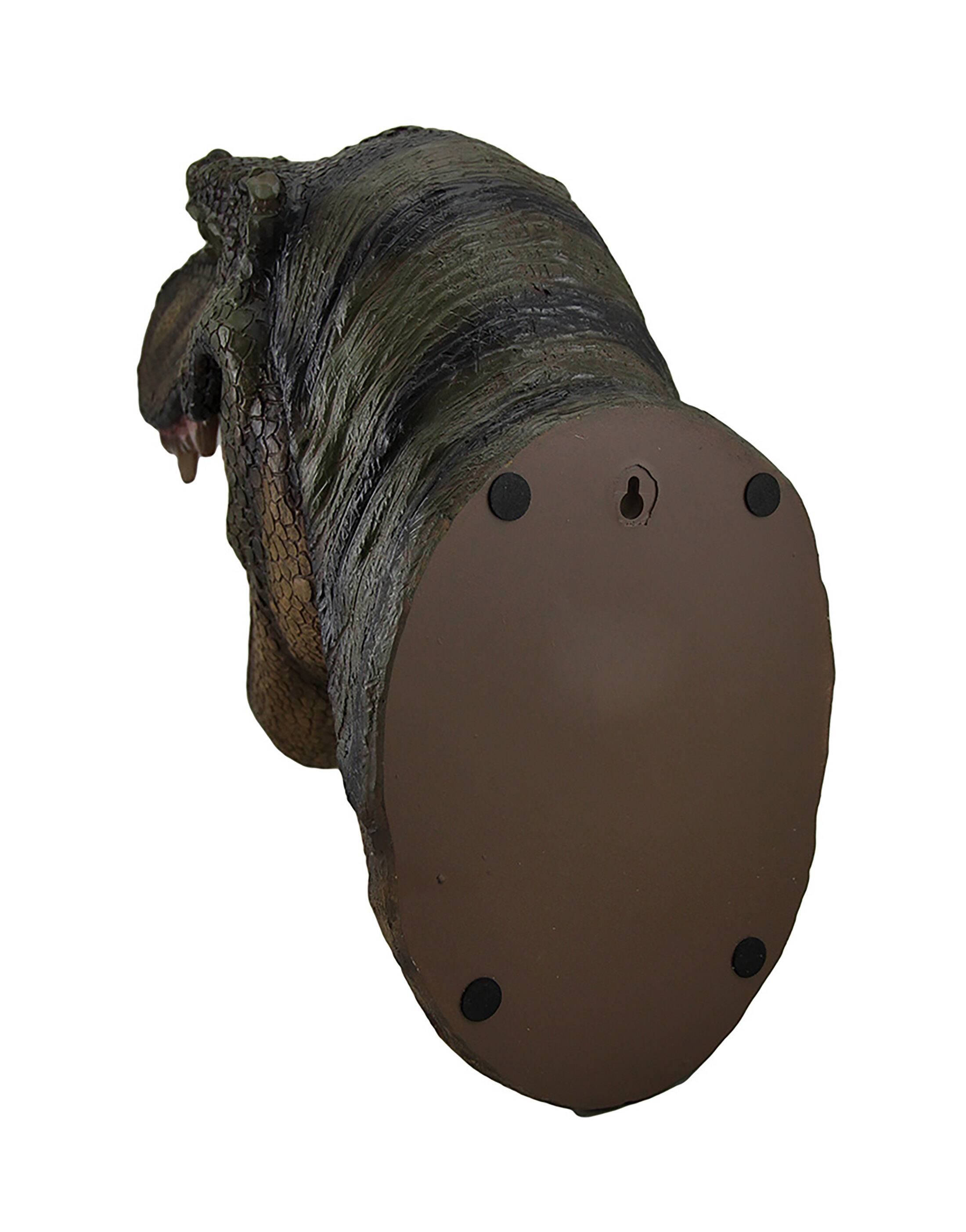 Alt View 2. Zeckos - Jurassic Jaws Snarling Tyrannosaurs Rex Wall Mounted Dinosaur Head Bust Sculpture T-Rex Decor - Green.