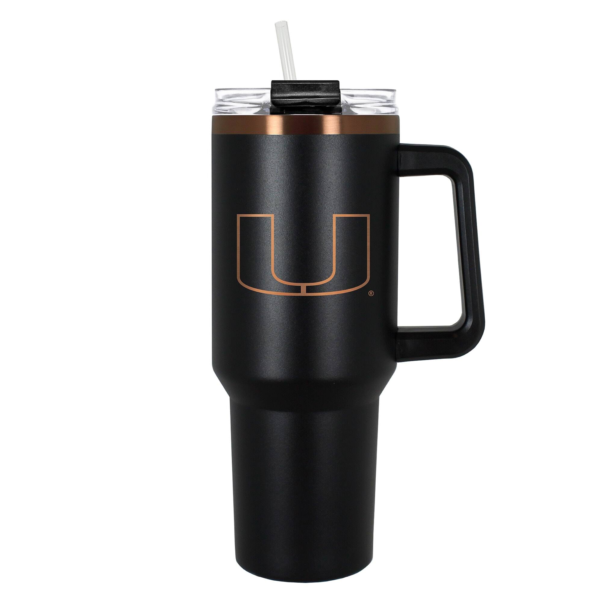 Front. Great American Products - Miami Hurricanes 40oz. Colossus Copper Edition Tumbler - Black.