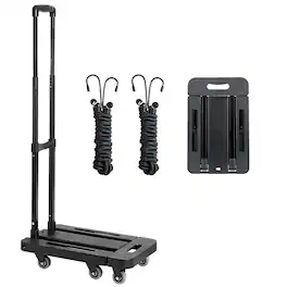 LOVMOR - 500-Lb Folding Hand Truck Platform Cart Dolly for Moving and Transport - Black
