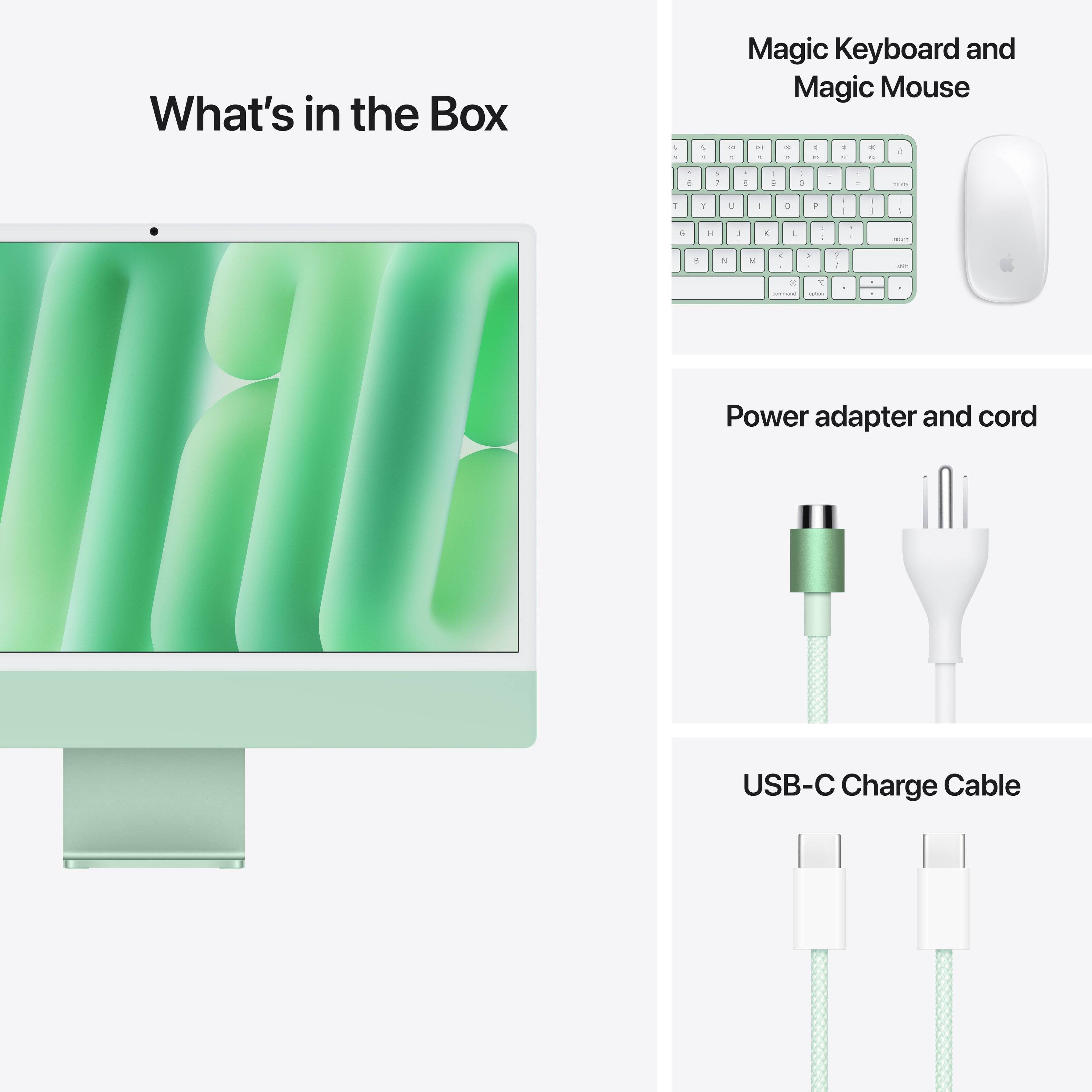 What's in the Box - Magic Keyboard and Magic Mouse - Power adapter and cord - USB-C Charge Cable