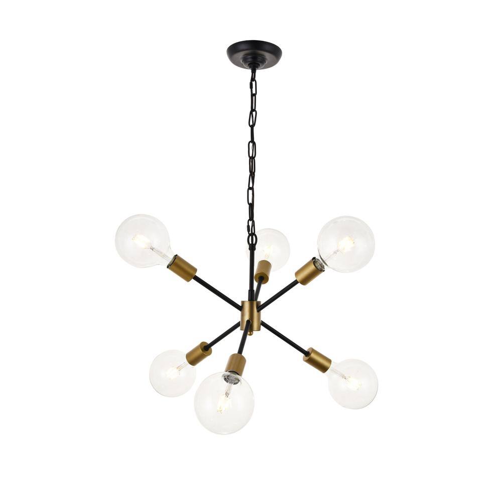 Angle. Living District - Nolan 6 Light matte black Pendant - Matte Black.