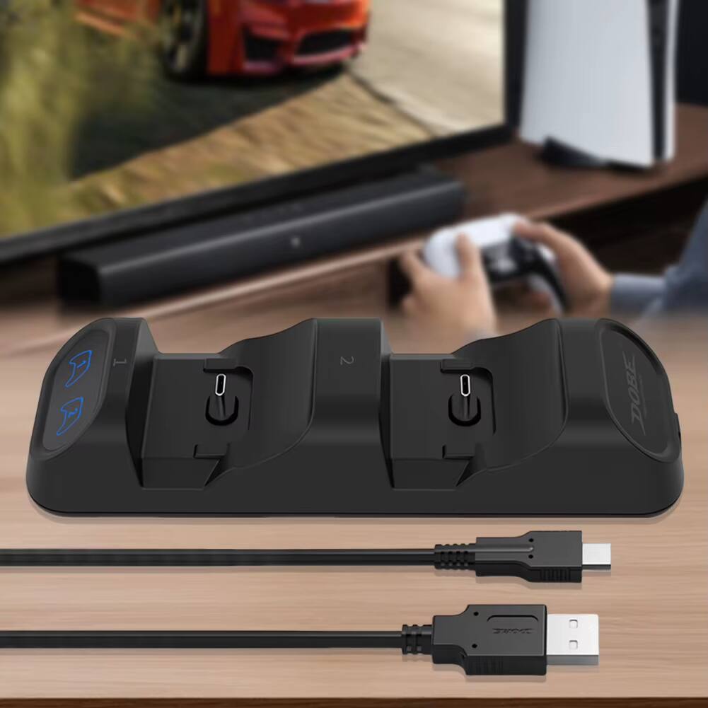 Alt View 1. Luckbyte - Dual Controller Charging Dock for Switch Pro, PS5, Xbox Series X/S & Elite 2, Fast Charging Station with LED Indicators - Black Color.