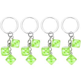Unique Bargains - 4pcs Lucky Dice Keychain Charm, Resin 3D Cube Mini Dice Keyrings with 3 Pendants for Bag, Wallet, Purse, Car, Phone - Light Green