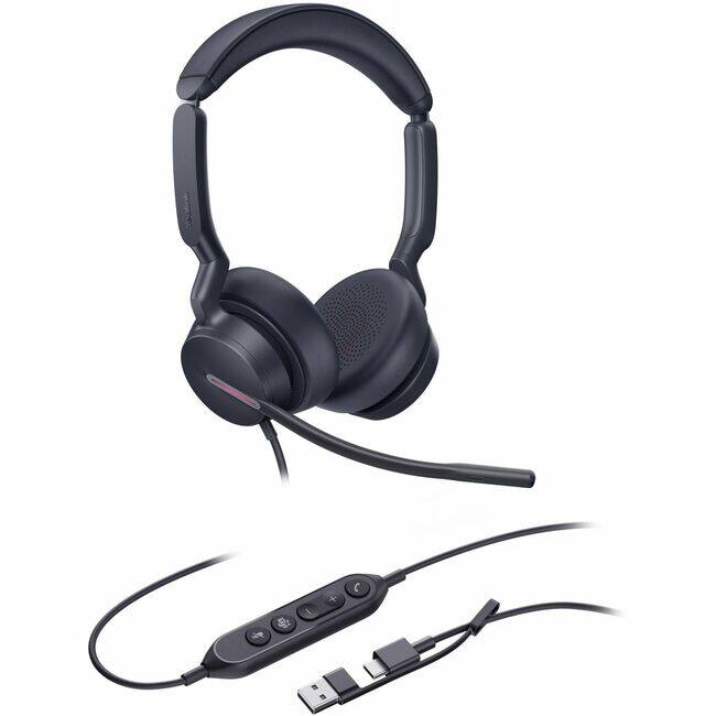 Front. Yealink - Yealink UH46 Headset - Stereo - USB Type C - Wired - 20 Hz to 20 kHz - Over-the-head - Binaural - Supra-aural - 4.92 ft - Black.