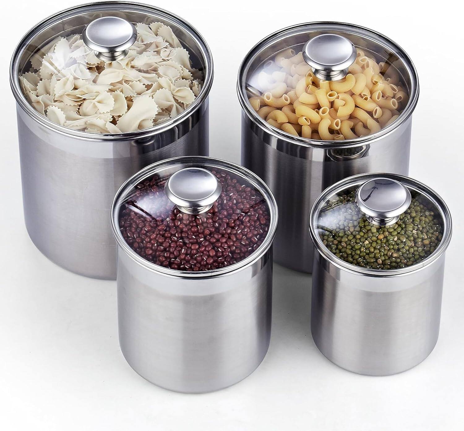 Alt View 5. Cooks Standard - Airtight Kitchen S/S Canister Set W/Lid for Coffee, Flour & Sugar Storage ,Pantry Organization Jars - silver.
