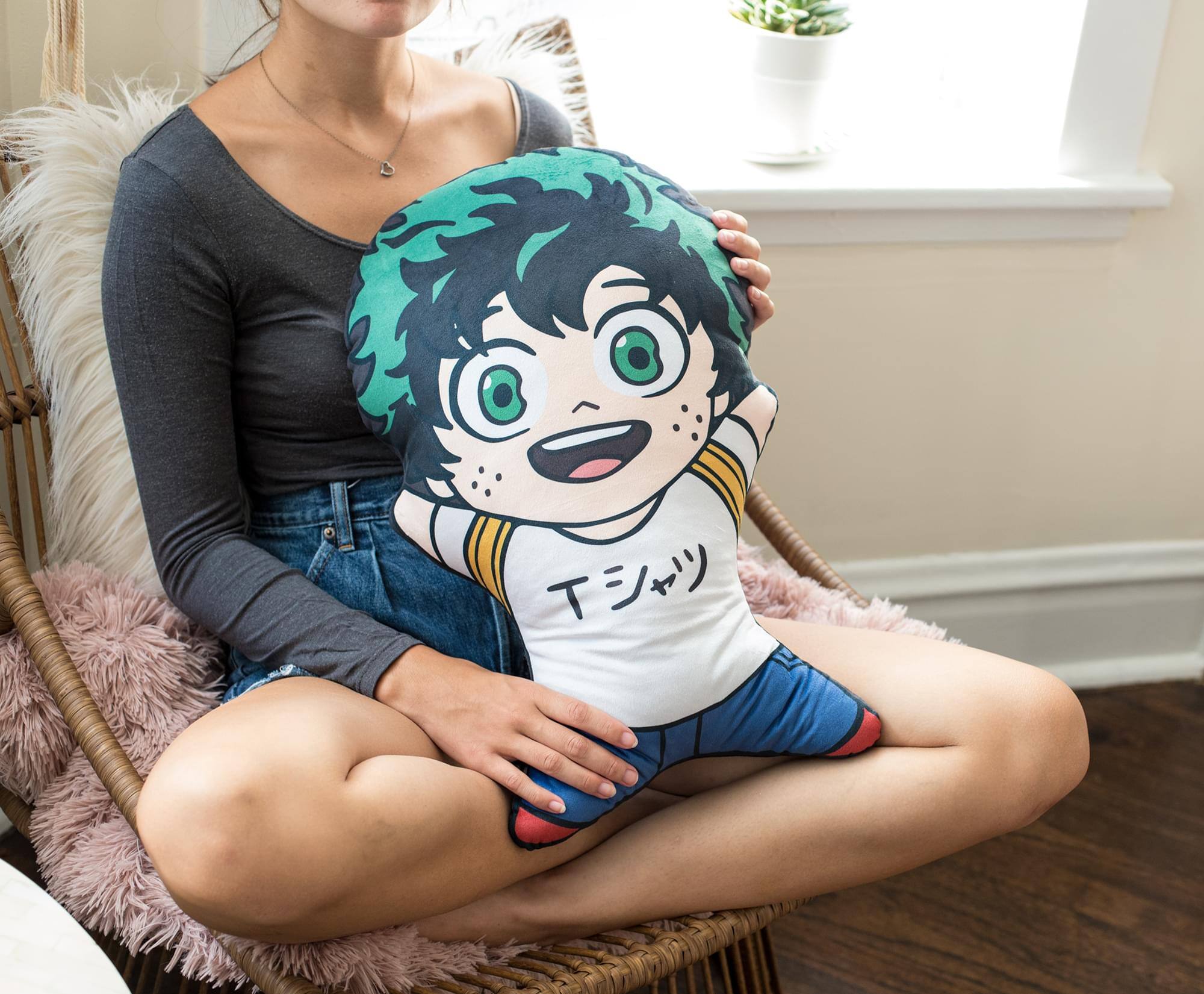 Alt View 3. Surreal Entertainment - My Hero Academia 20 Inch Character Pillow | Izuku Midoriya - Green.