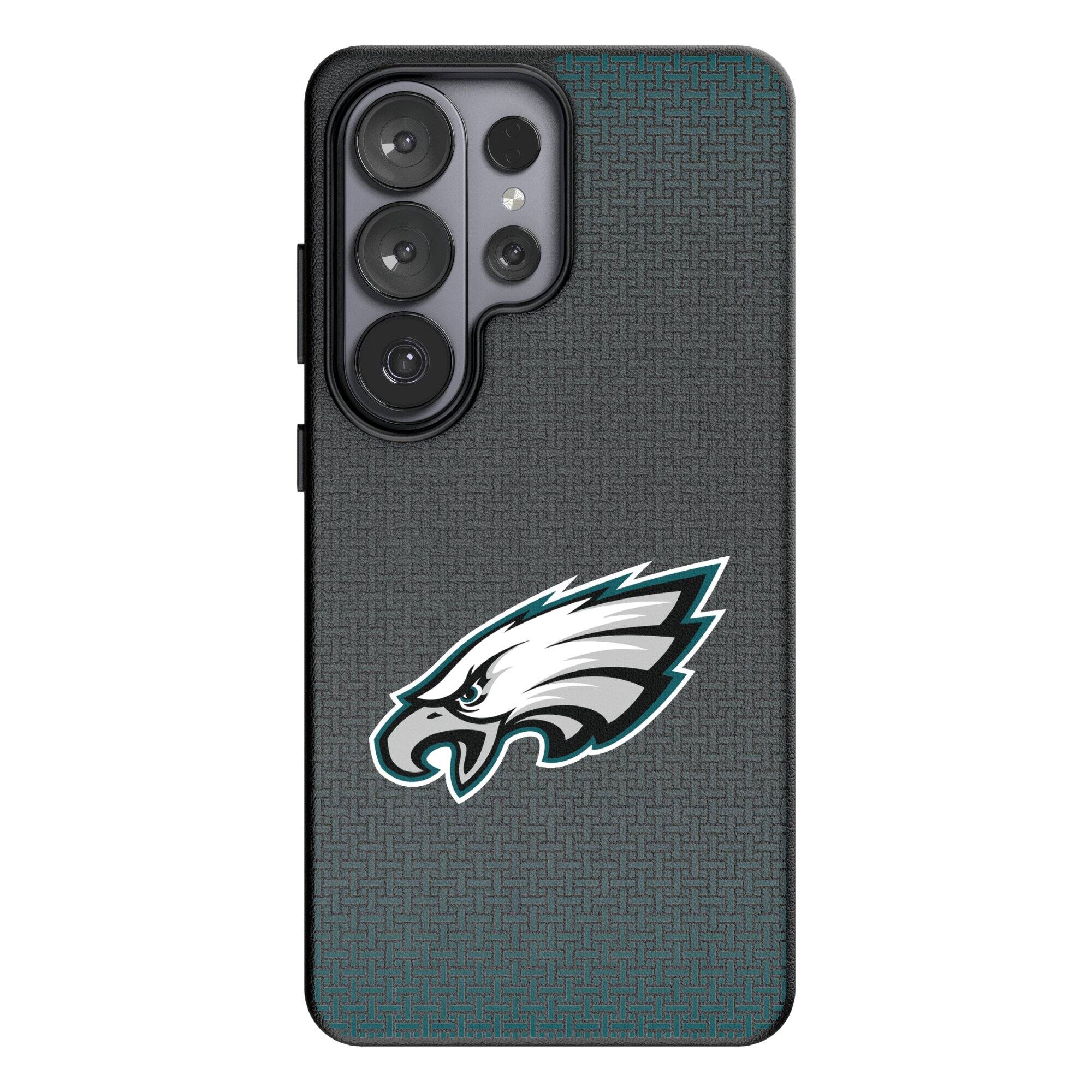 Front. Keyscaper - Philadelphia Eagles Linen Galaxy Magnetic Bump Case - S24 - Black.
